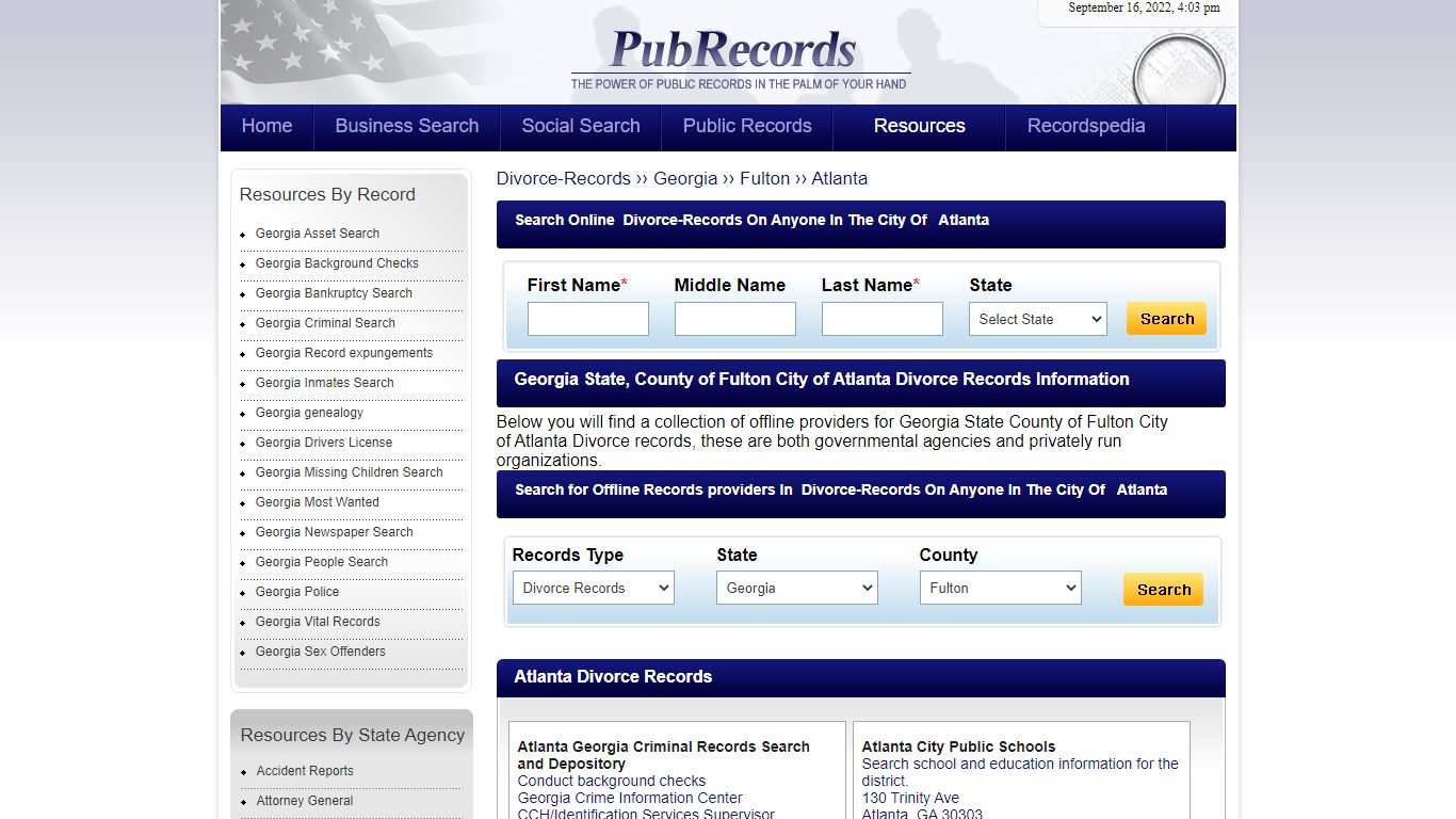 Atlanta, Fulton County, Georgia Divorce Records